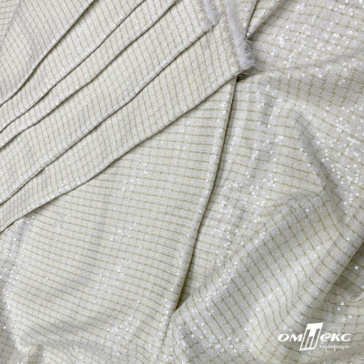 Ткань костюмная с пайетками, 100%полиэстр, 460+/-10 гр/м2, 150см #309 - цв. молочный - купить в Майкопе. Цена 1 203.93 руб.