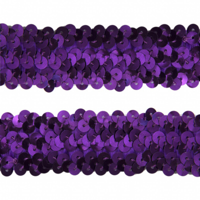 Тесьма с пайетками 12, шир. 30 мм/уп. 25+/-1 м, цвет фиолет - купить в Майкопе. Цена: 1 098.48 руб.