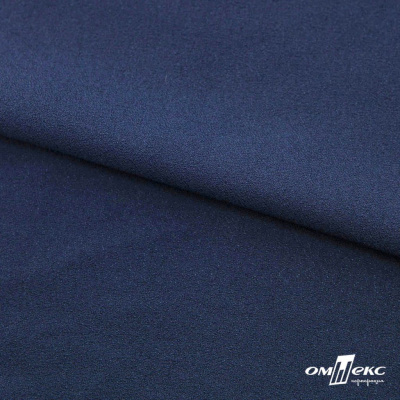 Ткань плательная Креп Рибера, 100% полиэстер,120 гр/м2, шир. 150 см, цв. Т.синий - купить в Майкопе. Цена 143.75 руб.