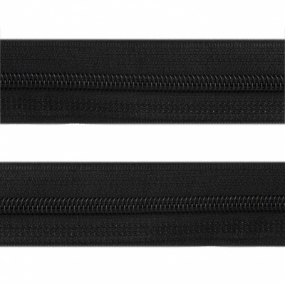 Рулонная молния с покрытием PVC спираль тип 3 (упак.270м) -черная с полосой СВО - купить в Майкопе. Цена: 12.74 руб.