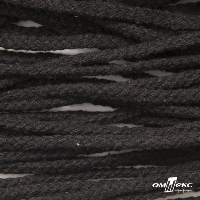Шнур плетеный d-6 мм круглый, 70% хлопок 30% полиэстер, уп.90+/-1 м, цв.1078-черный - купить в Майкопе. Цена: 588 руб.
