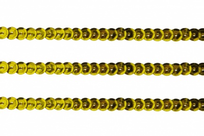 Пайетки "ОмТекс" на нитях, SILVER-BASE, 6 мм С / упак.73+/-1м, цв. А-1 - т.золото - купить в Майкопе. Цена: 468.37 руб.