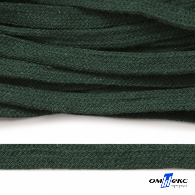Шнур плетеный d-8 мм плоский, 70% хлопок 30% полиэстер, уп.85+/-1 м, цв.1016-т.зеленый - купить в Майкопе. Цена: 742.50 руб.