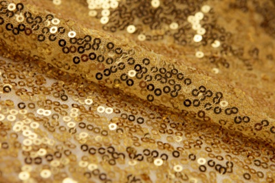 Сетка с пайетками №6, 188 гр/м2, шир.130см, цвет золото - купить в Майкопе. Цена 371.02 руб.