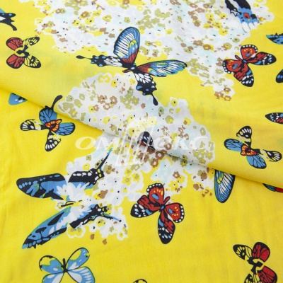 Плательная ткань "Софи" 7.2, 75 гр/м2, шир.150 см, принт бабочки - купить в Майкопе. Цена 241.49 руб.