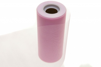 Фатин в шпульках 16-14, 10 гр/м2, шир. 15 см (в нам. 25+/-1 м), цвет розовый - купить в Майкопе. Цена: 100.69 руб.