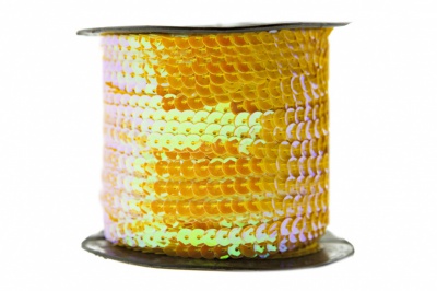 Пайетки "ОмТекс" на нитях, CREAM, 6 мм С / упак.73+/-1м, цв. 92 - золото - купить в Майкопе. Цена: 484.77 руб.