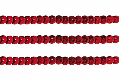 Пайетки "ОмТекс" на нитях, SILVER-BASE, 6 мм С / упак.73+/-1м, цв. 3 - красный - купить в Майкопе. Цена: 468.37 руб.