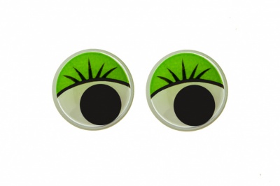 Глазки для игрушек, круглые, с бегающими зрачками, 15 мм/упак.50+/-2 шт, цв. -зеленый - купить в Майкопе. Цена: 113.01 руб.