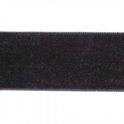 Лента бархатная нейлон, шир.25 мм, (упак. 45,7м), цв.03-черный - купить в Майкопе. Цена: 800.84 руб.