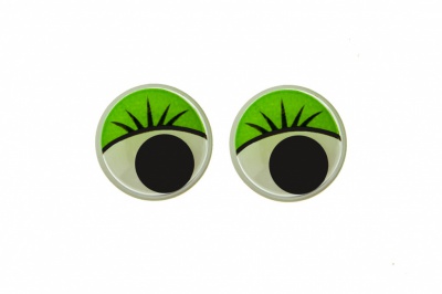 Глазки для игрушек, круглые, с бегающими зрачками, 12 мм/упак.50+/-2 шт, цв. -зеленый - купить в Майкопе. Цена: 96.01 руб.