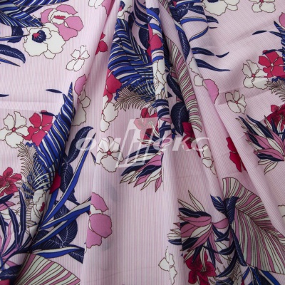Плательная ткань "Фламенко" 18.1, 80 гр/м2, шир.150 см, принт растительный - купить в Майкопе. Цена 239.03 руб.