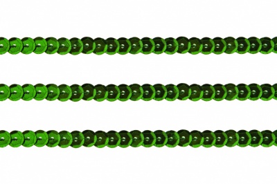 Пайетки "ОмТекс" на нитях, SILVER-BASE, 6 мм С / упак.73+/-1м, цв. 4 - зеленый - купить в Майкопе. Цена: 484.77 руб.