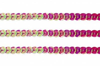 Пайетки "ОмТекс" на нитях, CREAM, 6 мм С / упак.73+/-1м, цв. 89 - розовый - купить в Майкопе. Цена: 468.37 руб.
