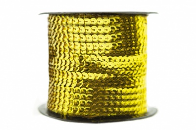 Пайетки "ОмТекс" на нитях, SILVER-BASE, 6 мм С / упак.73+/-1м, цв. А-1 - т.золото - купить в Майкопе. Цена: 468.37 руб.