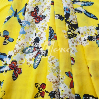 Плательная ткань "Софи" 7.2, 75 гр/м2, шир.150 см, принт бабочки - купить в Майкопе. Цена 241.49 руб.