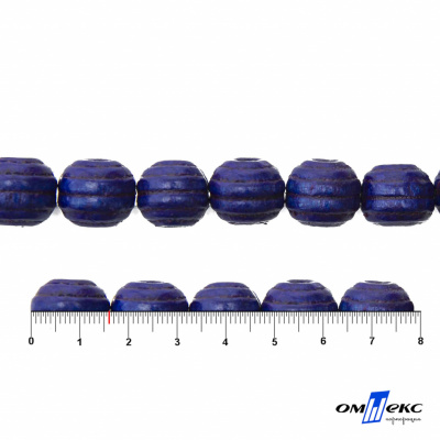 0309-Бусины деревянные "ОмТекс", 16 мм, упак.50+/-3шт, цв.006-синий - купить в Майкопе. Цена: 62.22 руб.